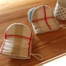 紅色格紋廚房手套, 2件