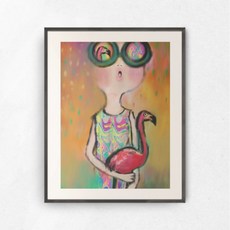 헬로우아티스트 플라맹고홍학갤러리액자, 블랙