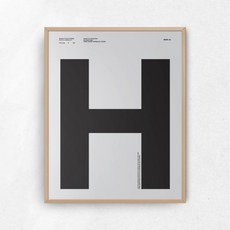 HelloArtist H字母圖案掛畫 7號 350*450mm, 淺木色