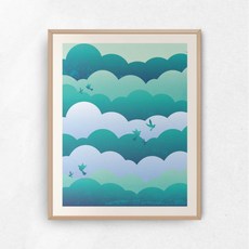 HelloArtist 雲朵圖案掛畫 A4 210*297mm, 淺木色