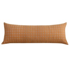 BED&DECO 格紋長型靠枕套, 淺褐色的