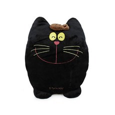 ANINARA 貓咪造型午睡暖手枕, 月亮（黑色）