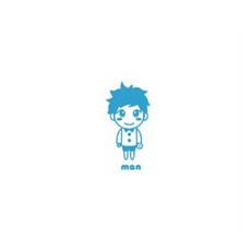 彩色霧面貼 男廁, 藍色