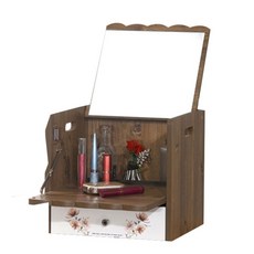 우드네오 실속 수납 물결 화장대함, 엔틱