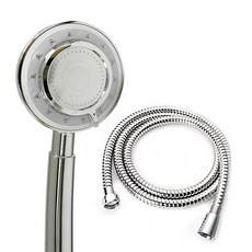 IRONFITTING 三段式調節蓮蓬頭+淋浴管1.5m組, 銀色, 1組