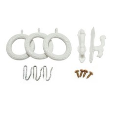 G&G 窗簾環 窗簾環 24個+窗簾掛鉤24個_白色+壁鉤2個+螺絲4個, 白色