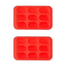 플라이토 실리콘 다용도 냉동용기9구, 레드, 2개