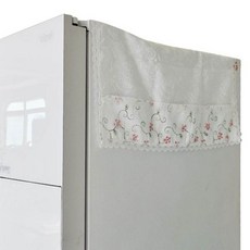 JIBIYU 蕾絲冰箱罩, 白色布料粉色刺繡