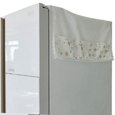 JIBIYU 蕾絲冰箱罩, 象牙白布料金色刺繡