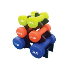 아이워너 네오프렌 아령 세트 11kg + 보관트리, 1세트, 라임, 오렌지, 블루