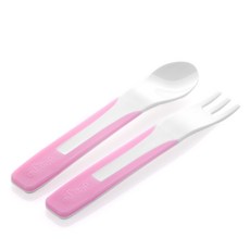 디우노 이유식기 스푼&포크 세트, 핑크, 1개