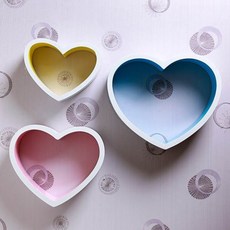 愛心組合居家裝飾層架3件組, 混合顏色, 1個