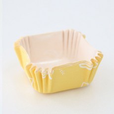 黃氏便當方形烘焙杯 黃色, 1個, 5個