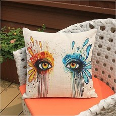 ECODY 彩色插畫圖案印花靠枕套