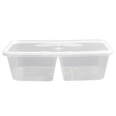 이홈베이킹 Take out PP사각도시락용기 (칸막이)-오븐OK, 1세트, 바디 10p + 뚜껑 10p, 투명, 10개입
