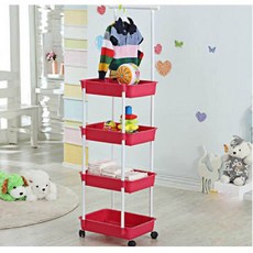 입키즈수납바구니4단, 싱글)_레드, 1개