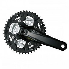 SHIMANO Nanoux Networks 曲柄組 FC-M430 帶 9 速三鏈護罩, 黑色+銀色