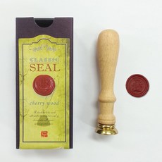 Kailart 櫻桃木字母硬幣印章畫套組（附相應印章貼紙）, 2入(手柄+蜂蠟章頭L款)+紙盒, 1個