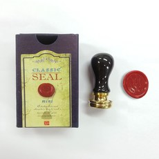 佳日藝術 黑色多功能陶瓷 精美封蠟幣印章組 (附封蠟貼紙), 2入(手柄+蜂蠟章頭28號)+紙盒, 1個