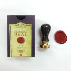 佳日藝術 黑色多功能陶瓷 精美封蠟幣印章組 (附封蠟貼紙), 2入(手柄+蜂蠟章頭31號)+紙盒, 1個