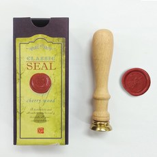 Gail Art 櫻桃木精美封蠟幣 + 封蠟章 + 附贈對應封蠟貼紙 套組, 封蠟+印章(35號)+紙盒, 1個
