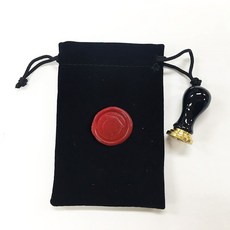 佳日藝術 迷你陶瓷精美封蠟印章套組 (附贈對應封蠟貼紙), 2p（印章1p，硬幣46 1p）+天鵝絨袋, 1個