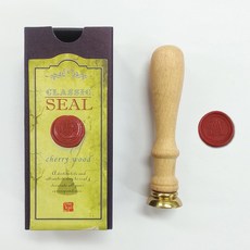 Kailart 櫻桃木字母硬幣印章畫套組（附相應印章貼紙）, 2入(手柄+蜂蠟章頭M款)+紙盒, 1個