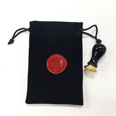 佳日藝術 迷你陶瓷精美封蠟印章套組 (附贈對應封蠟貼紙), 2p（印章1p，硬幣50 1p）+天鵝絨袋, 1個