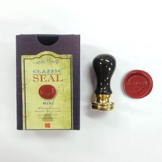 佳日藝術 黑色多功能陶瓷 精美封蠟幣印章組 (附封蠟貼紙), 手柄+封蠟頭01款+紙盒, 1個