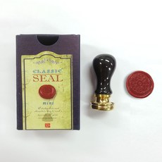 佳日藝術 黑色多功能陶瓷 精美封蠟幣印章組 (附封蠟貼紙), 2入(手柄+蜂蠟章頭22號)+紙盒, 1個