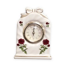 陶瓷蝴蝶結鈴鐺造型桌鐘 GB3603 白色, 單一顏色