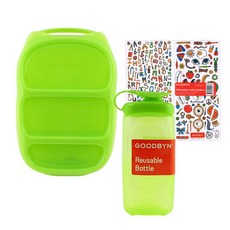 GOODBYN 兒童午餐盒+水壺+貼紙, 綠色
