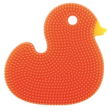 레벤베이비 실리콘 유아 목욕타올 오리, 오렌지, 1개