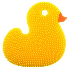 레벤베이비 실리콘 유아 목욕타올 오리, 옐로우, 1개