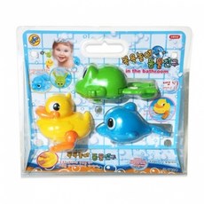 세계유통 목욕놀이 동물친구, 노랑/초록/파랑