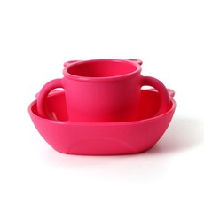 화진네츄럴 핸들컵 1p + 플레이트 1p, 레드, 1세트