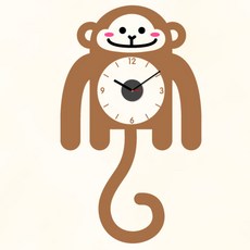 파랑나무 무소음 그래픽시계 몽키타임, 브라운