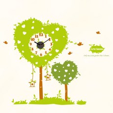 파랑나무 무소음 그래픽시계 큐티가든, 브라운