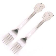 Winking Bear Table Art 眨眼熊造型兒童叉子組, 銀色, 叉子 2入