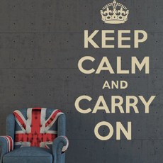 시트로 Keep calm and carry on 스티커 L, pale아이보리레터링