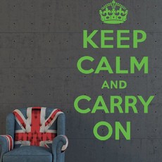 시트로 Keep calm and carry on 스티커 L, 라이트그린레터링