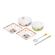 한국도자기 소풍키디디너세트, 6p (공기1p,대접1p,접시2p,수저1p,젓가락1p), 1개