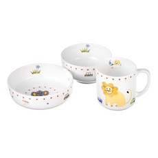 HANKOOK CHINAWARE 印花孩童餐具組, 飯碗+湯碗+馬克杯, 單色