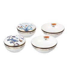 HANKOOK CHINAWARE 印花陶瓷餐碗組, 混色, 飯碗 2入+飯碗蓋 2入+湯碗 2入, 1組
