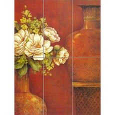 Abstract-163 꽃과 붉은 화병의 조화-II, 혼합색상, 6개