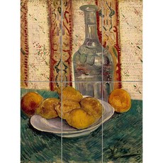 Static-338文森·梵谷(Vincent van Gogh)-透明玻璃瓶裡的水與新鮮的檸檬 6個, 混合色