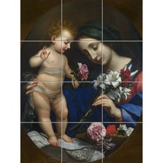 Religion-008 꽃을 든 여인과 아기천사 12개, 혼합색상