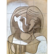 Other-018 파블로 피카소 - 추상화 여인의 얼굴 12개, 혼합색상