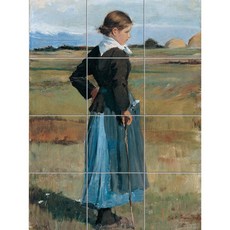 Figure-050 들판에 서있는 한 소녀의 뒷모습 포인트 타일, 혼합색상, 1세트