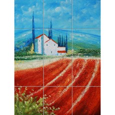 Scenery-037 빨간지붕의 하얀집 포인트 타일, 혼합색상, 1세트